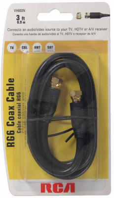 3' RG6 BLK Coax Cable