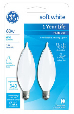 GE 2PK 60W Fros BT Bulb