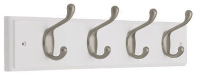 18" SN/WHT 4 Hook Rail