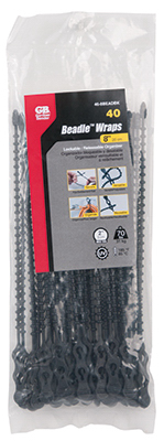 40PK 8"BLK Bead Cab Tie
