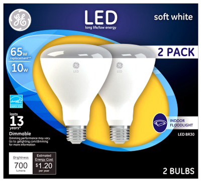 GE 2PK 10W SW BR30 Bulb