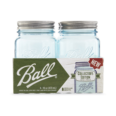 4PK PT Aqua Mason Jar