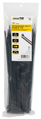 100PK 11" BLK STD Tie