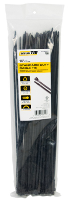 100PK 14" BLK STD Tie