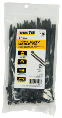 100PK 5" BLK LD Tie