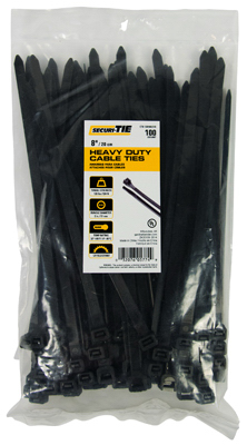 100PK 8" BLK HD Tie