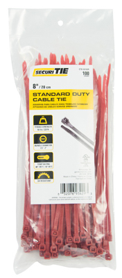 100PK 8" RED STD Tie