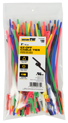 100PK 6" ORG LD EZ Tie