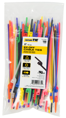 100PK 6" RED LD EZ Tie