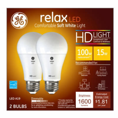 GE 2PK 17W SW A19 Bulb