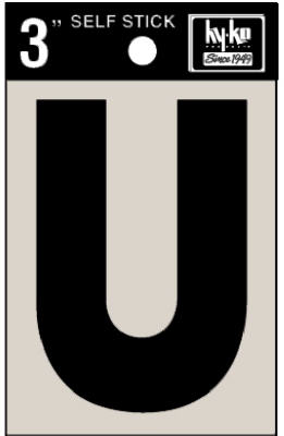 3" BLK Adhes Letter U