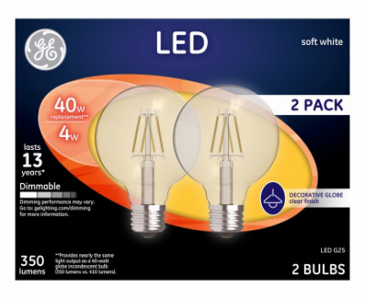 GE 2PK 4W SW G25 Bulb