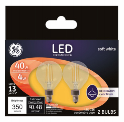 GE 2PK 4W SW G16 Bulb