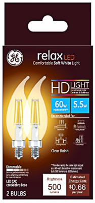 GE 2PK 5.5W SW CAC Bulb