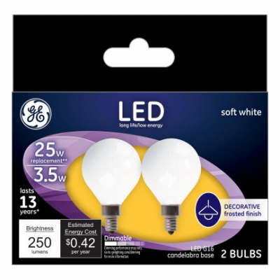 GE 2PK 3.5W SW G16 Bulb