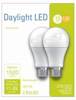 GE 2PK 13W Day A19 Bulb