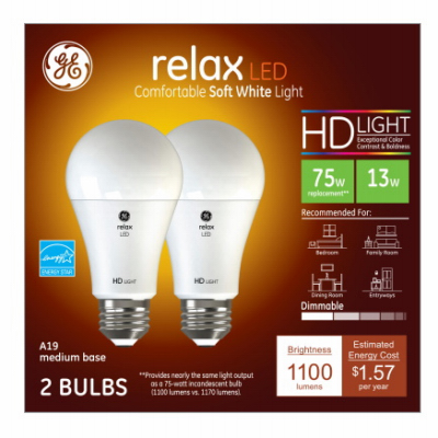 GE 2PK 13W SW A19 Bulb