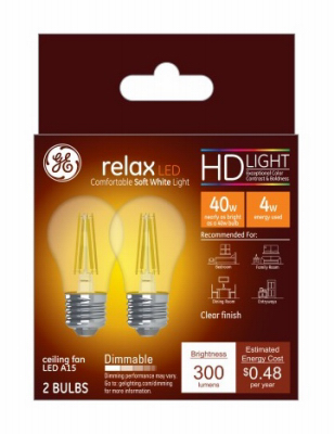 GE 2PK 4W SW Ceil Bulb
