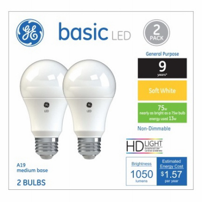 GE 2PK 13W SW A19 Bulb