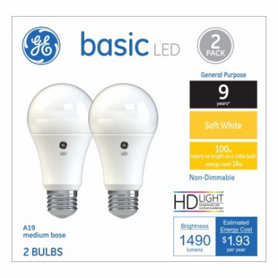 GE 2PK 16W SW A19 Bulb