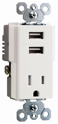 15A WHT Outlet/USB Port