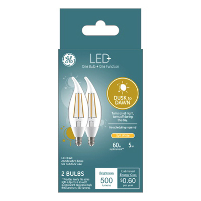 GE 2PK 5W DuskDawn Bulb