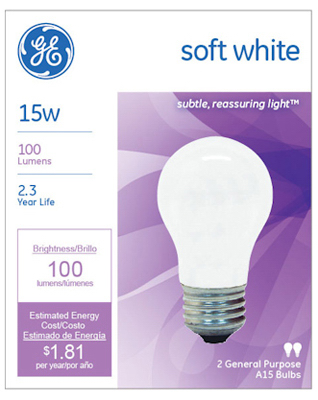 GE 2PK 15W SW LGT Bulb