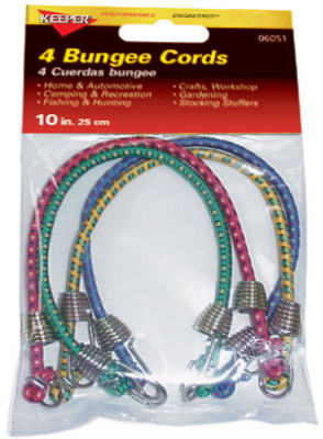 4PK 10"Mini Bungee Cord