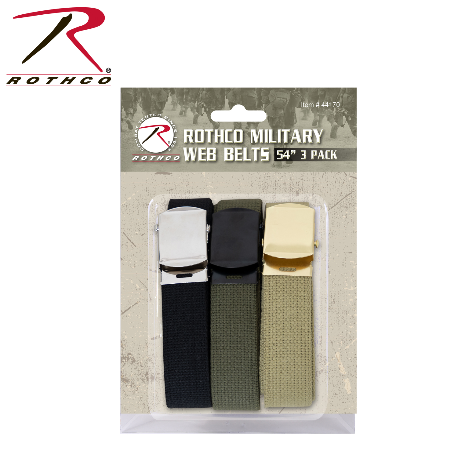 Rothco 54 Inch Military Web Belts in 3 Pack