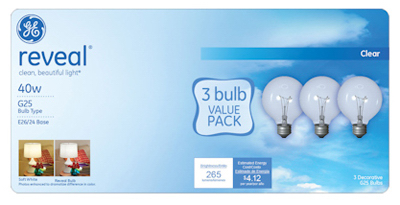 GE 3PK CLR Globe Bulb