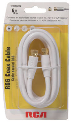 6' WHT RG6 Coax Cable