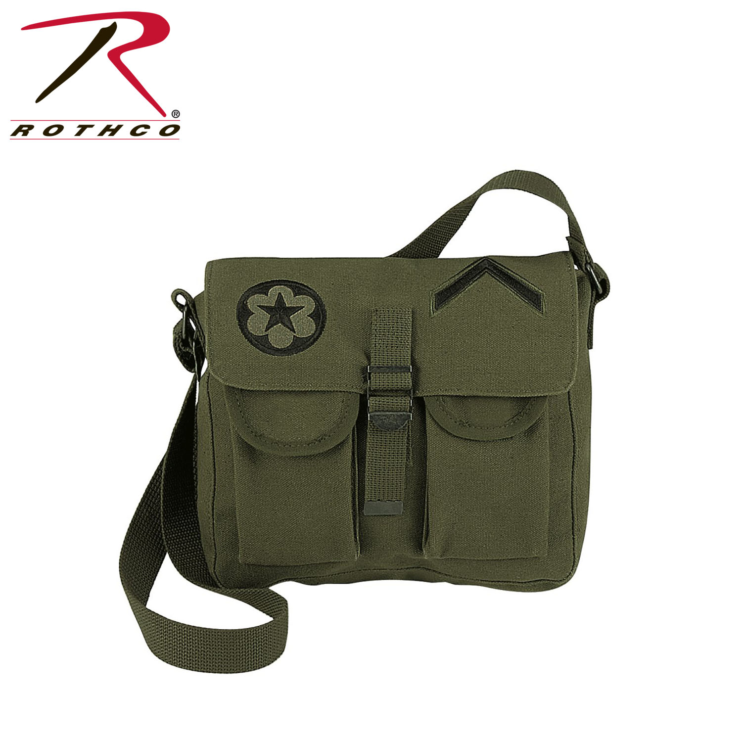 Rothco Canvas Ammo Shoulder Bag w/ Military Patches