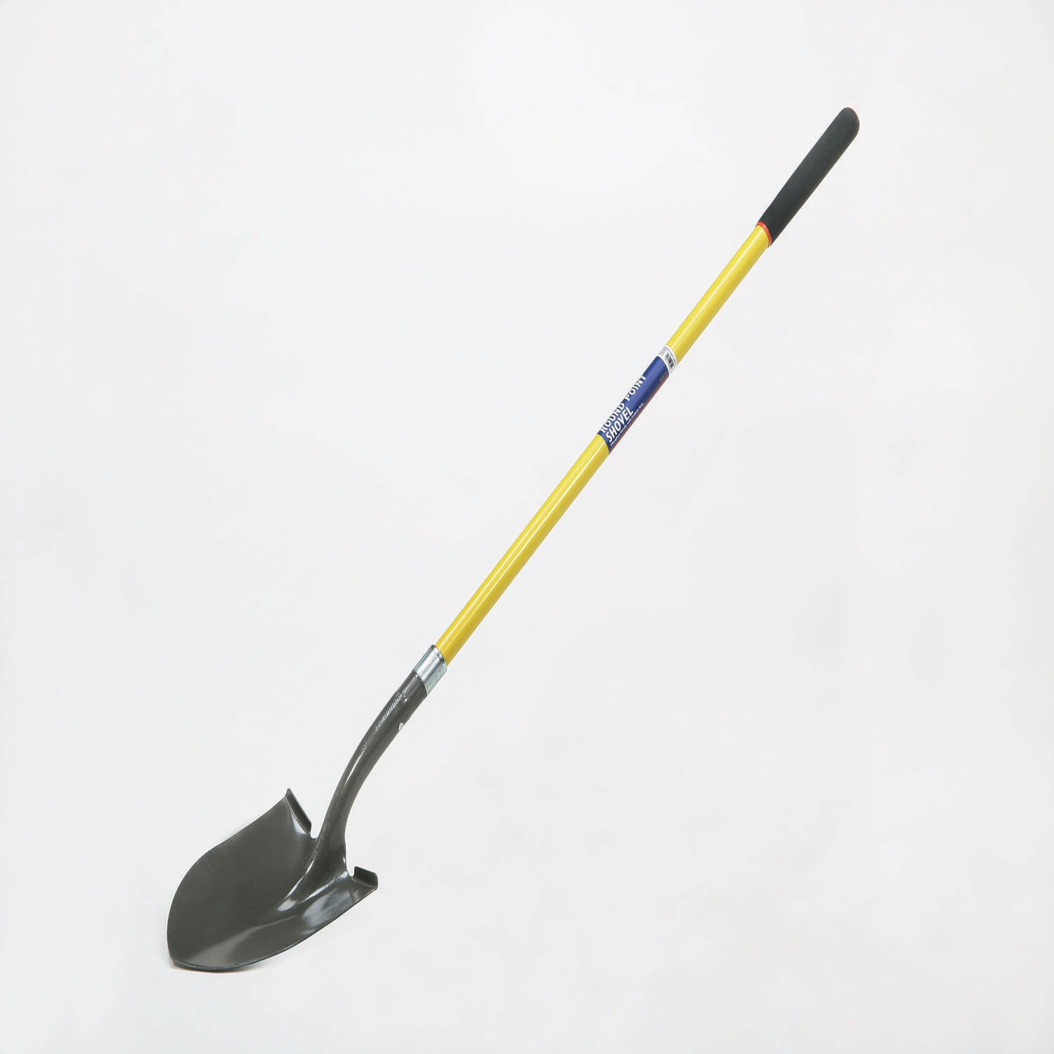 Shovel, Round Point, Closed Back, Industrial Grade, 48" Fiberglass Handle, Cushioned Grip