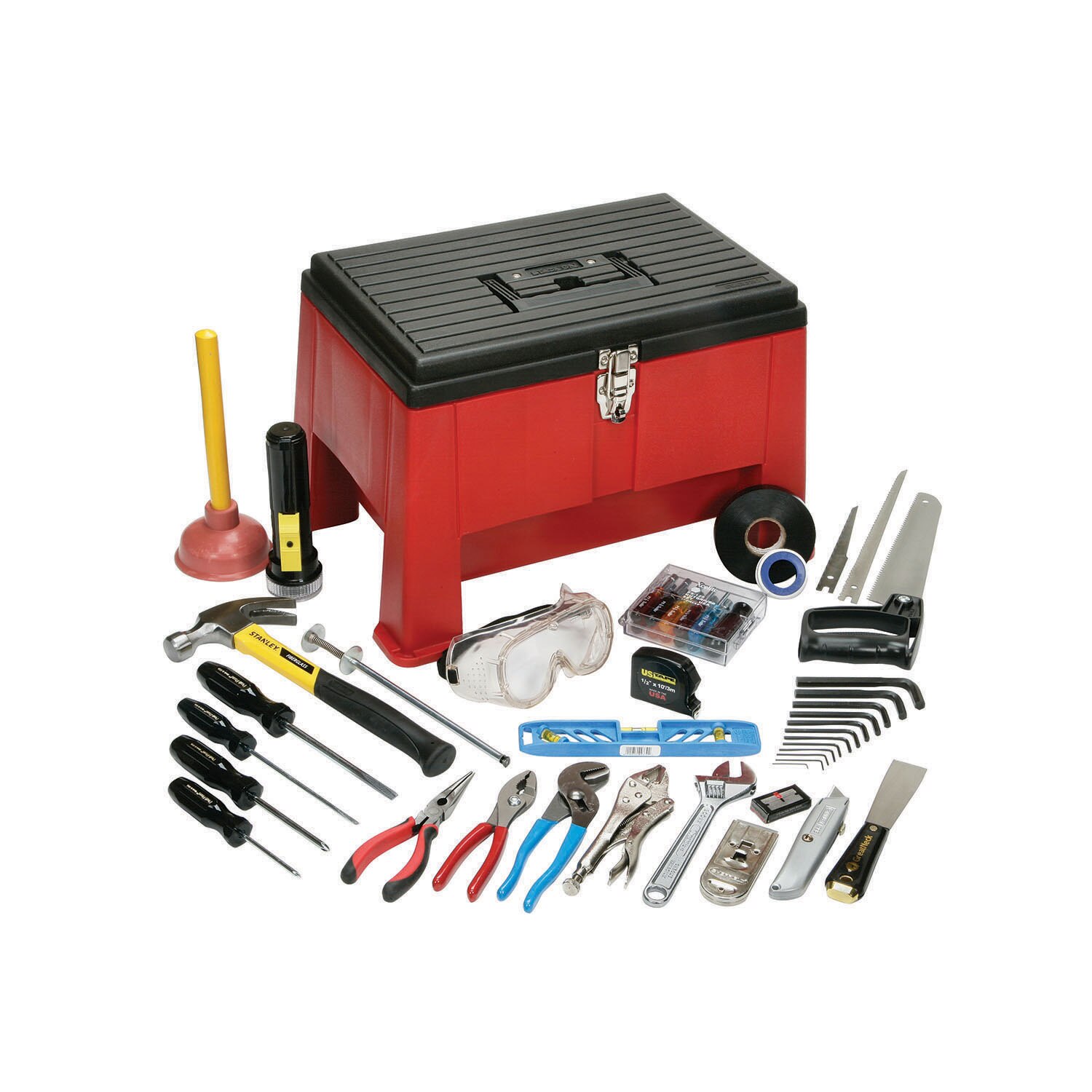 Tool Box, Home Repair Tool Kit, Tools Included, 20" x 13 1/2" x 13"