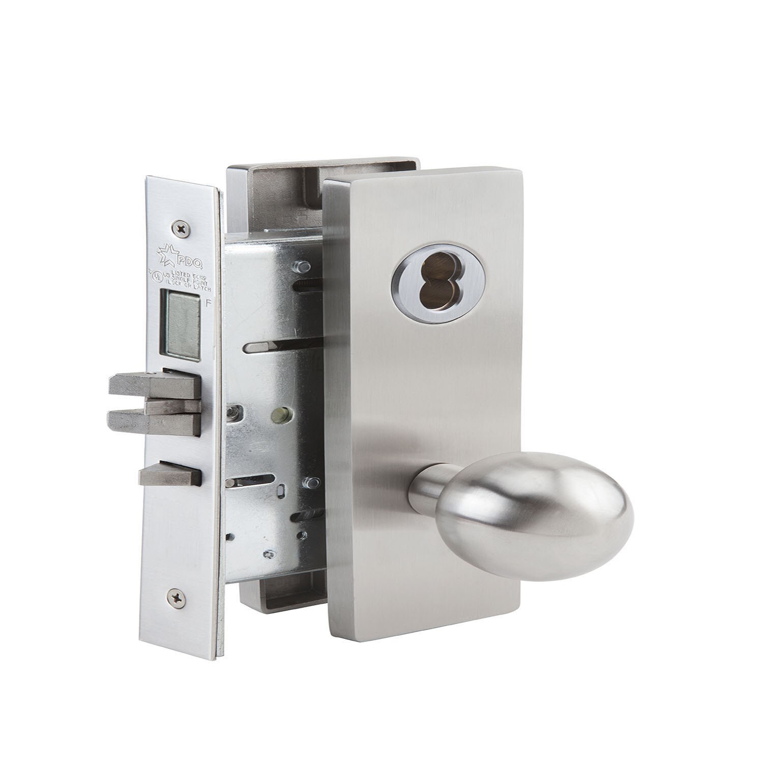 Lockset, Mortise, Corridor Function, Wide Escutcheon Trim, Ball Knob, Dallas-style Lever