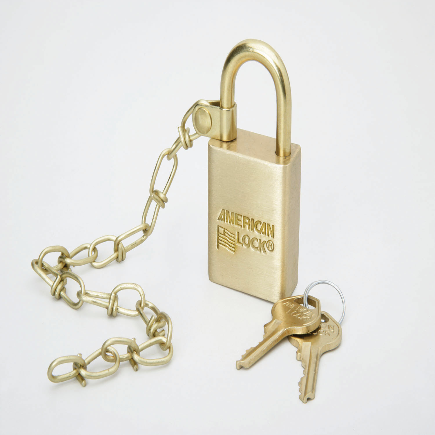 Padlock Set, Solid Case, 1.5" Wide Brass, Grand Master Keyed, w/Chain, 13/SE, 5-5-3 Groupings
