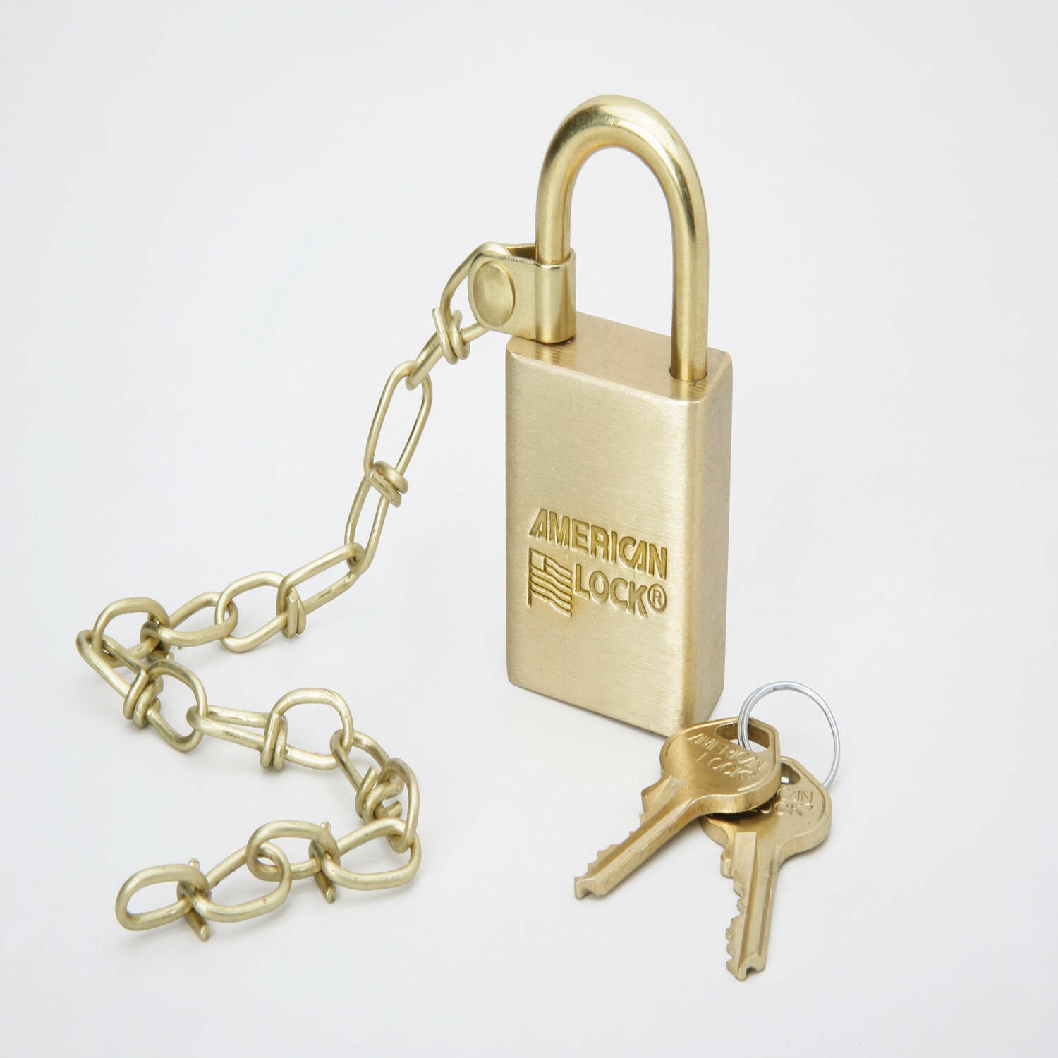 Padlock Set, Solid Case, 1.5" Wide Brass, Grand Master Keyed, w/Chain, 30/SE, 15-5-10L Groupings