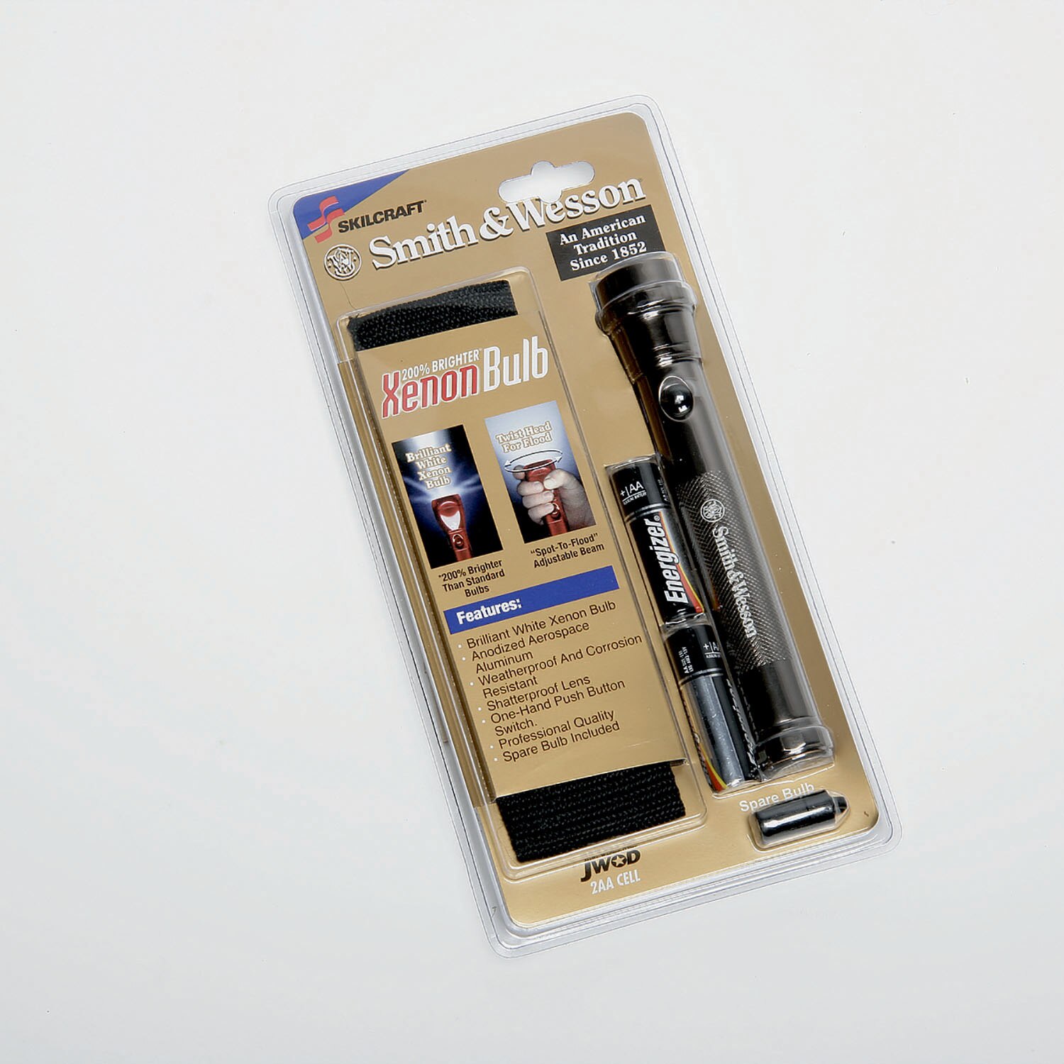 Flashlight, Aluminum, LED Lamp, 2 AA, Silver, 6 1/4"