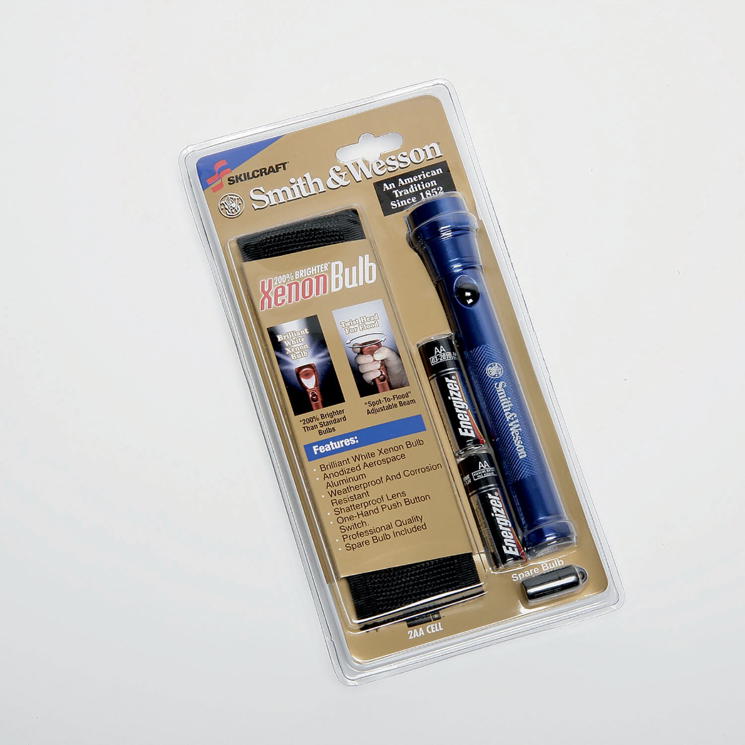 Flashlight, Aluminum, LED Lamp, 2 AA, Blue, 6 1/4"