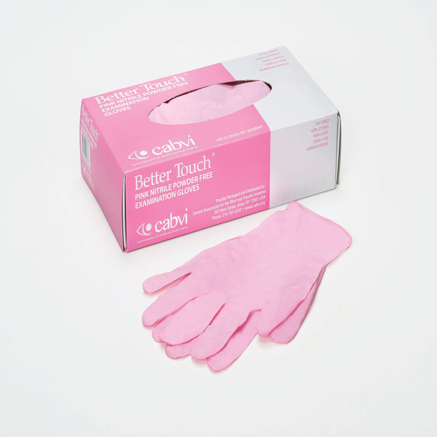 Gloves, Exam, Powder-Free, Latex-Free, Nitrile, Pink, Large