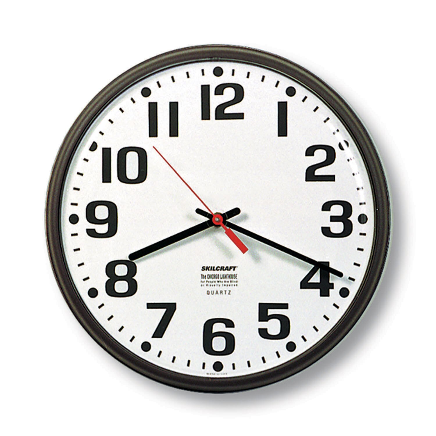 Clock, Wall, Electric, Slimline, Brown, 12 3/4" Diameter