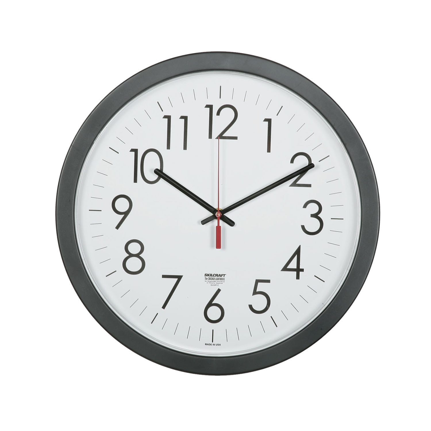 Clock, Wall, Quartz, Black 14.5" Diameter Clock, Wall, Quartz, Black 14.5" Diameter