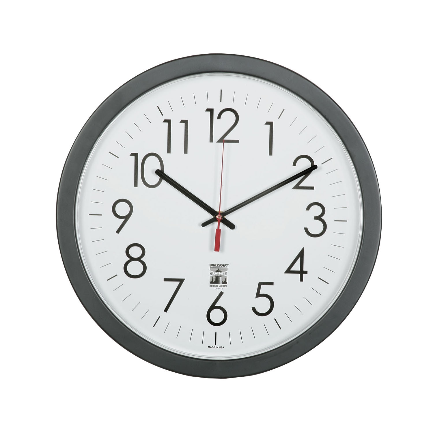 Clock, Wall, Self-Set, Black, 16.5" Diameter Clock, Wall, Self-Set, Black, 16.5" Diameter