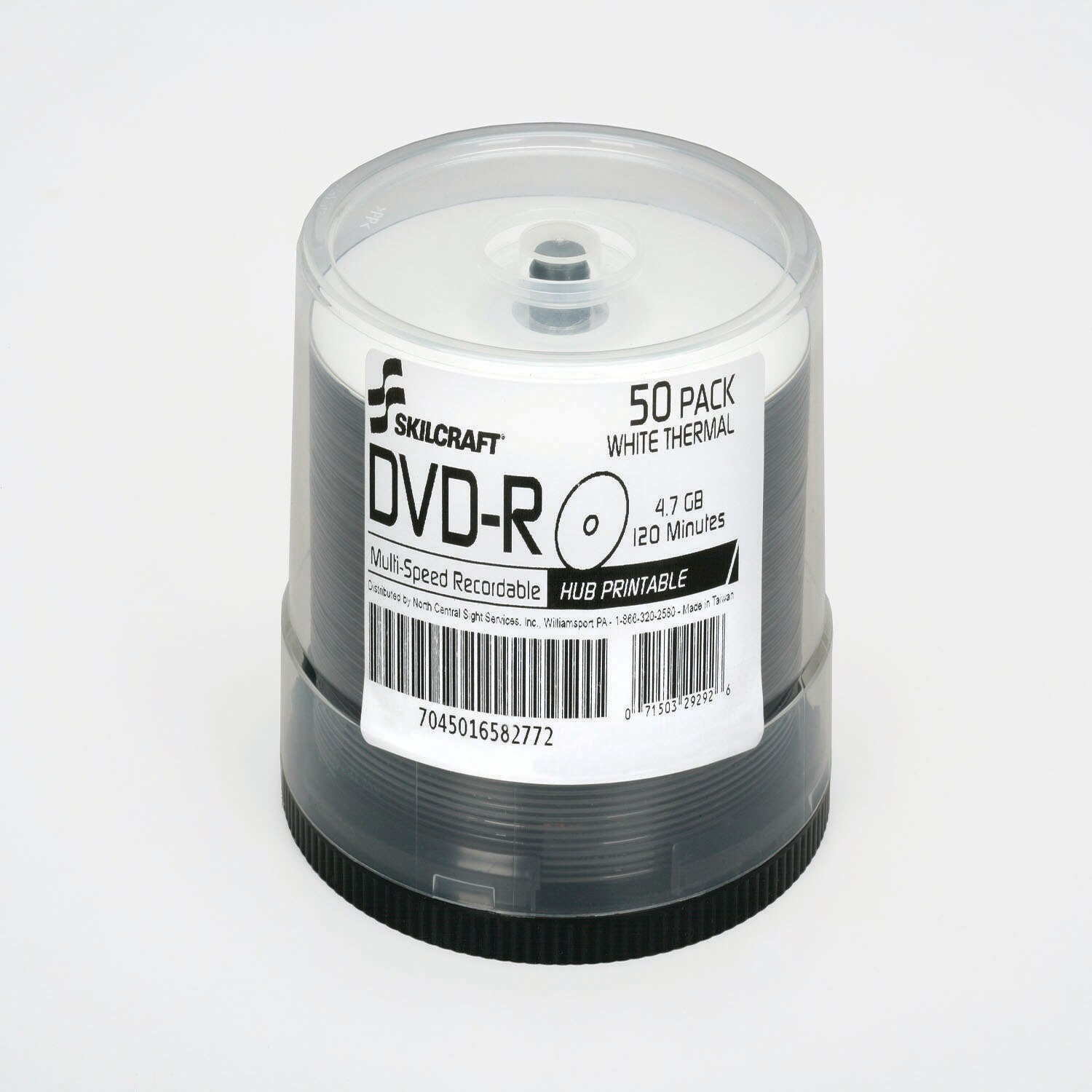 Blank Media Discs, DVD-R, Laser Printable, White, 16x, 4.7GB, 50 Pack Spindle