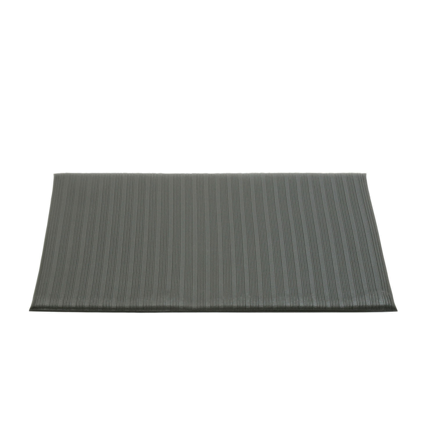 Mat, Ribbed Vinyl, Anti-Fatigue, Indoor, Gray, 3' x 5'
