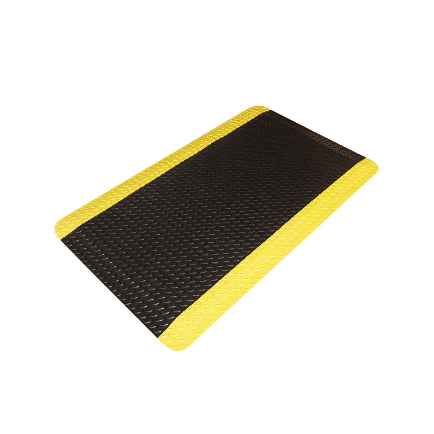 Mat, Floor, Hard-Top Industrial Deck Plate, Anti-Fatigue, Black With 4 Yellow Border Stripes, 3'x8' Mat, Floor, Hard-Top Industrial Deck Plate, Anti-Fatigue, Black With 4 Yellow Border Stripes, 3'x8'