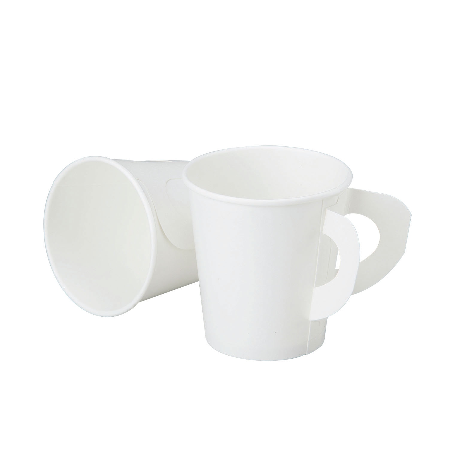 Cup, Paper, Disposable, Hot, White, 8 oz, with Handle
