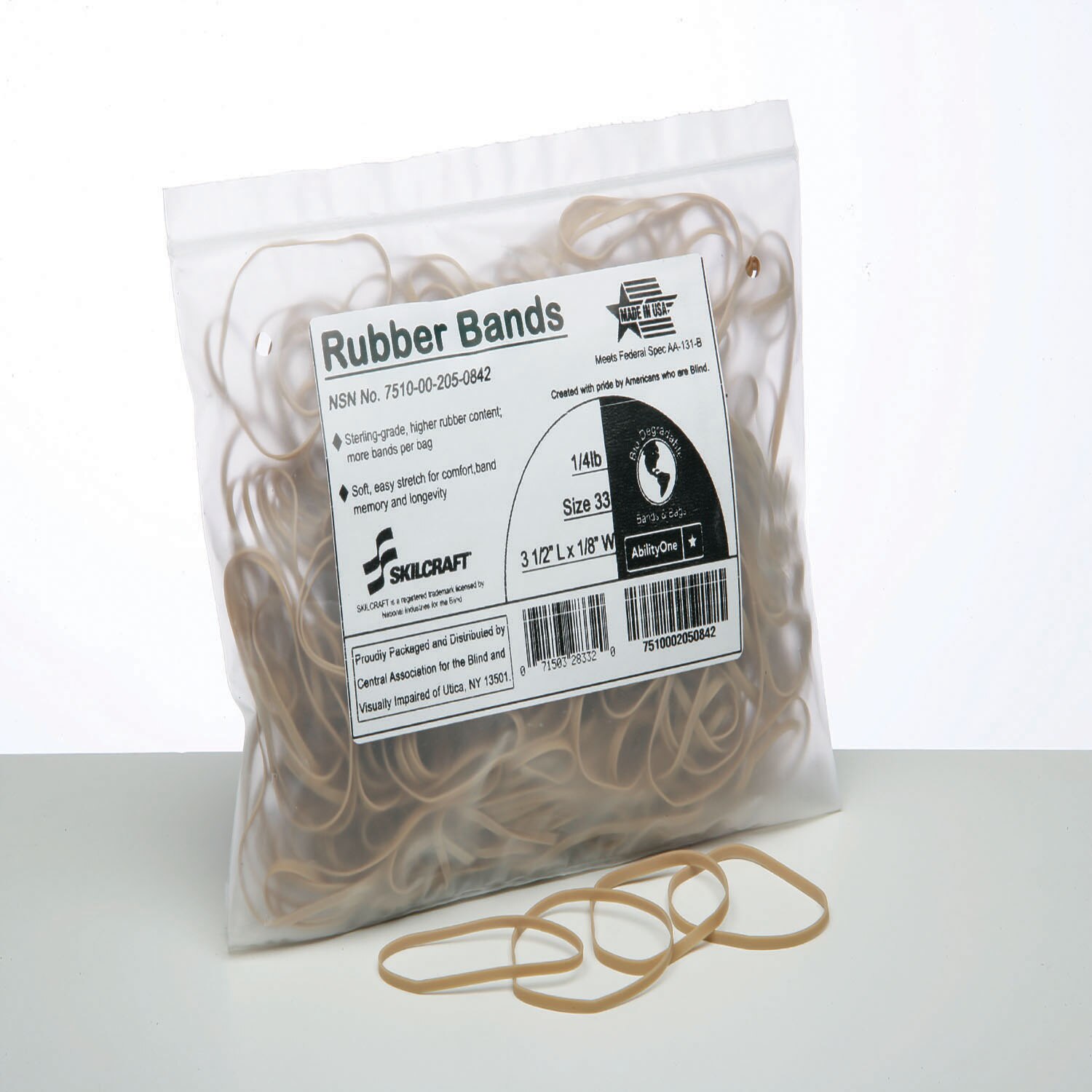 Rubber Band, Sterling Grade, Size 33, 1/4 lb