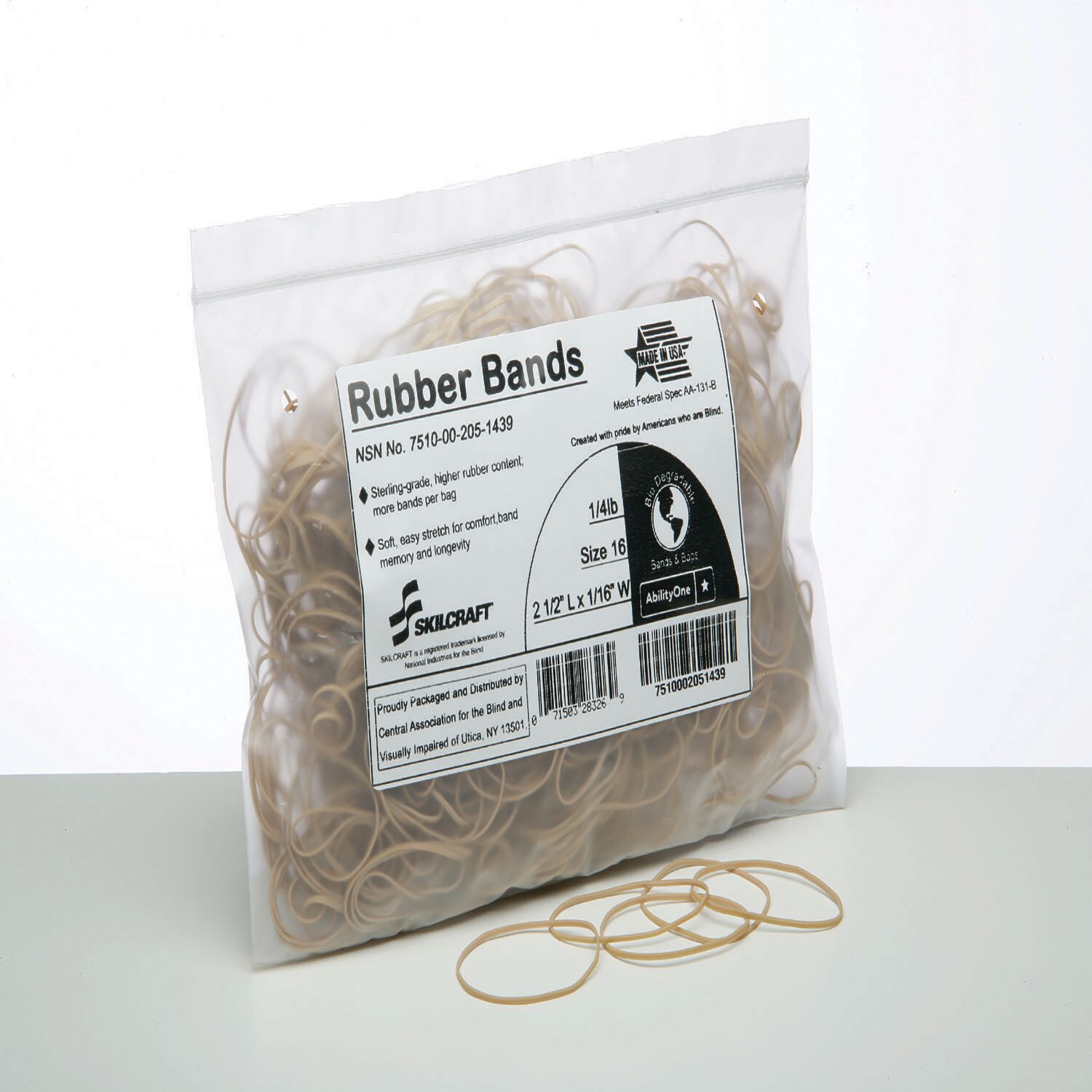 Rubber Band, Sterling Grade, Size 16, 1/4 lb