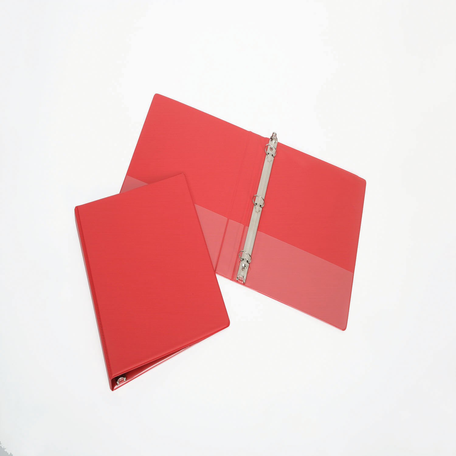 Binder, Round Ring, Pockets, Red, 1" Capacity, Letter Size